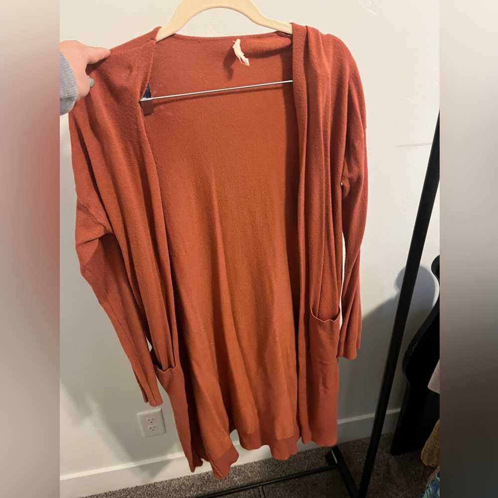 Orangish pink cardigan